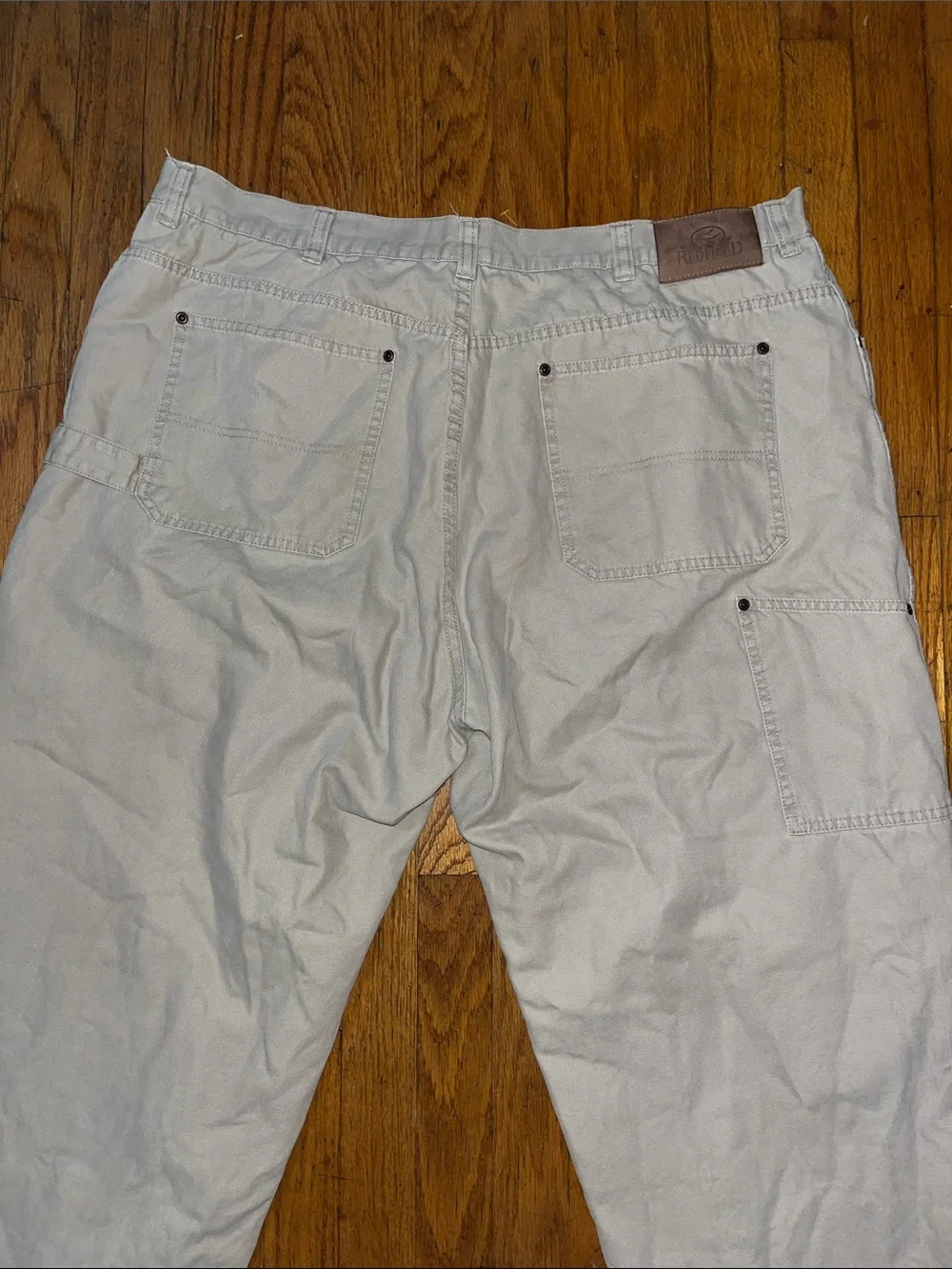 RedHead Flannel Lined Men's Casual Khaki Cargo Work Pants - Light Beige Size 42